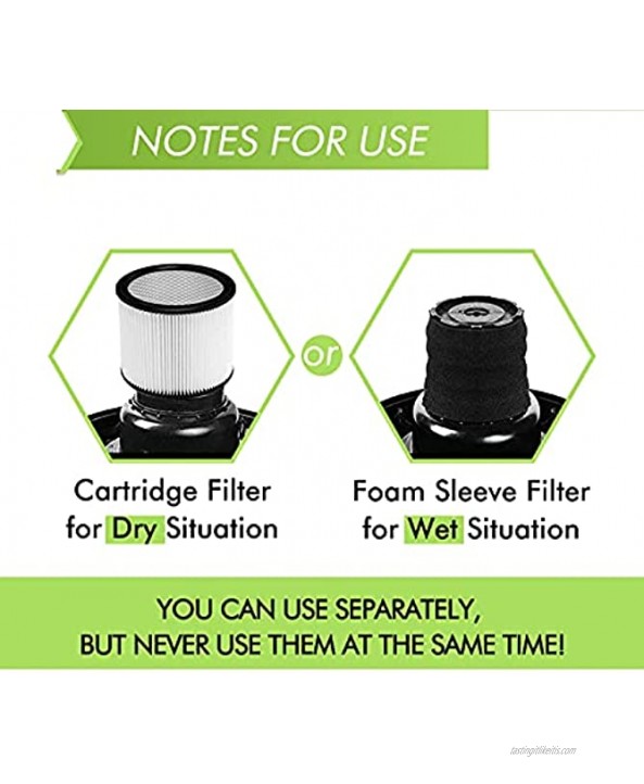 Replacement 90304 Foam Sleeve Filter Compatible with Shop-Vac 90304 90350 90333 Replacement for Most Wet Dry Vacuum Cleaners 5 Gallon and Above Compare to Part # 90304 90585 2+5