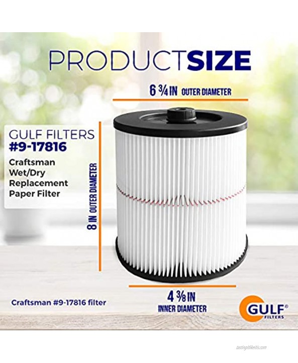 Wet Dry Cartridge Filter Replacement Cartridge for Craftsman 9-17816 fits 5 Gallon and Larger Vacuum Cleaner – Washable and Reusable Shop white