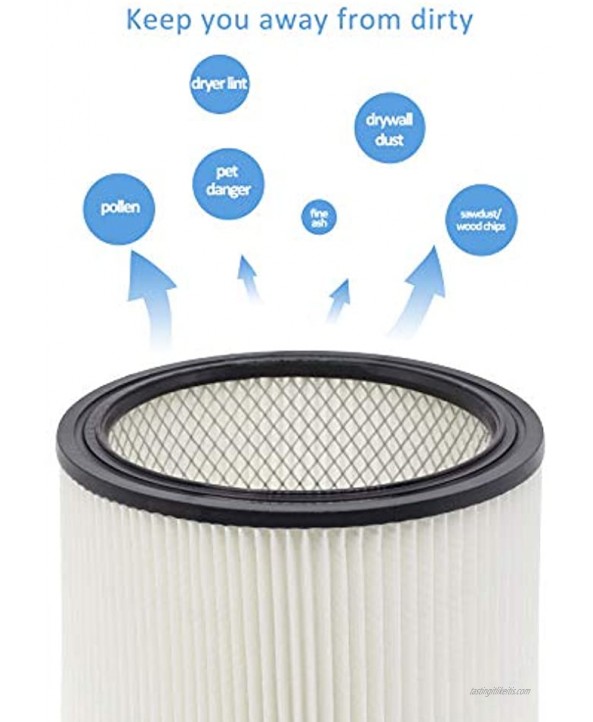 Wocase HEPA Cartridge Filter Replacement Compatible with Shop-Vac Shop Vac 90304 90350 90333 903-04-00 9030400 90595 5 Gallon Up Wet Dry Vacuum Cleaners
