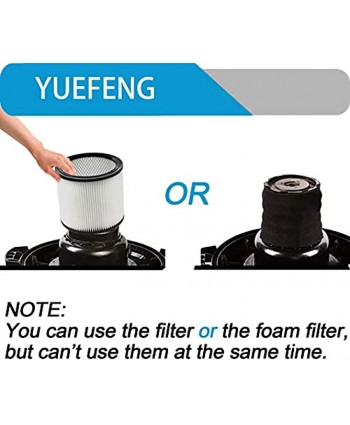 YUEFENG 90304 Filter and 90585 Foam Sleeve for Shop-Vac 5 Gallon and Up Wet Dry Vacuum Compare to Part 90304 90585 2+2