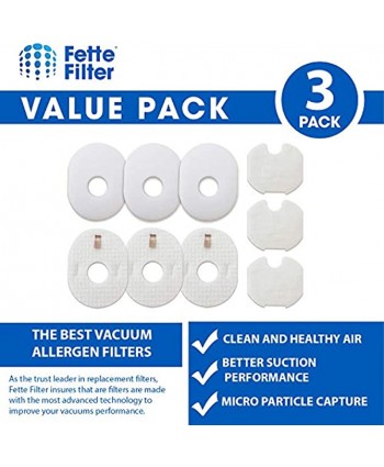 Fette Filter – Vacuum Filters Compatible with Shark Rocket HV300 HV300W HV301 HV302 HV303 HV305 HV308 HV310 UV450. Foam & Filter Set Pack of 3