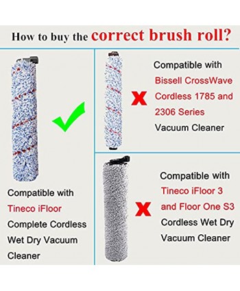 Cyorka Replacement Brush Roller and Vacuum Filter Compatible with Tineco iFloor Wet Dry Cordless Vacuum Cleaner Accessories3 Brush Roller+3 Pre-Filters Foam