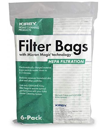 Kirby 204814 Micron Magic HEPA Filter Plus Bags 6 White