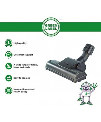 Green Label Brand Universal Turbo Head Floor Brush with Universal Adapter 1.25-1.38 Inch for us with Most Vacuum Cleaners: Hoover Dirt Devil Bissell Miele Samsung Kenmore Panasonic and More