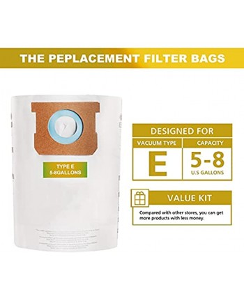 10 Pack Replacement Filter Vacuum Cleaner Bags for Shop-Vac 5-8 Gallon Vacuum Bags Replace Type E Part 90661 9066100 906-61