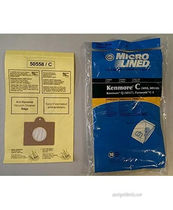 DVC Replacement Kenmore Style C & Style Q 5055 50557 50558 Micro-Lined Canister Vacuum Bags | Also Fits with Panasonic C-5 C-18 Basic Pack | Yellow | 20 Pack