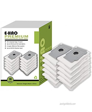 E-HAO 10 pack Vacuum bags compatible for iRobot Roomba i & s & j Series Clean Base Automatic Dirt Disposal Models Replacement bags for iRobot Roomba j7+ i7+ i3+ i4+ i6+ i8+ s9+ Automatic Dirt Disposal bags