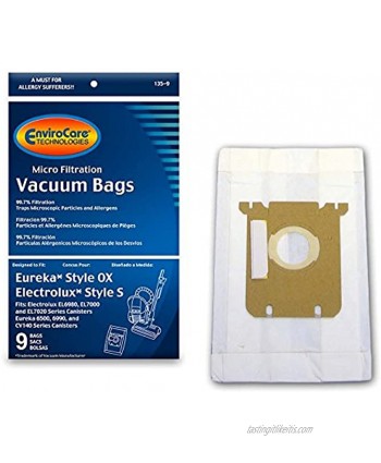 EnviroCare Replacement Micro Filtration Vacuum Cleaner Dust Bags made to fit Electrolux Style S & OX Harmony Canister 9 pack