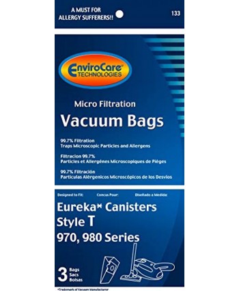 EnviroCare Replacement Micro Filtration Vacuum Cleaner Dust Bags made to fit Eureka Style T Canisters 3 Bags
