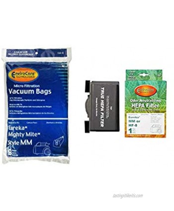 EnviroCare Replacement Vacuum Bags for Eureka Style MM Eureka Mighty Mite 3670 and 3680 Series Canisters with Kit