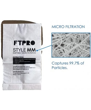 FTPRO 12-Pack Replacement Vacuum Dust Bags Compatible with Eureka MM Premium 99. 7% Micro Filtration Mighty Mite Canister Vacuum Cleaners Style MM 3670 3680 60295A 60295B & 60297A Models