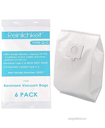 Style Q C Canister Vacuum Bags for Kenmore 5055 50557 50558. Part Number 20-53292.6 pack