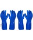2 Pairs Rubber Household Cleaning Gloves for Kitchen Dishwashing Cotton Lined Blue Medium