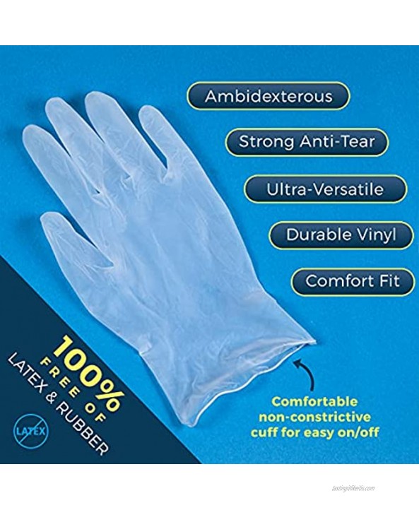 Cleaning Vinyl Gloves Disposable Latex Rubber & Powder Free Size Medium Pack of 100