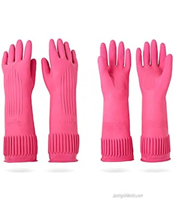 DABOGOSA Mamison 2 Pairs Reusable Waterproof Household Dishwashing Cleaning Rubber Gloves Non-Slip Kitchen GloveMedium