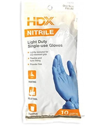 HDX Nitrile Disposable Gloves 10 Pack One Size Fits All