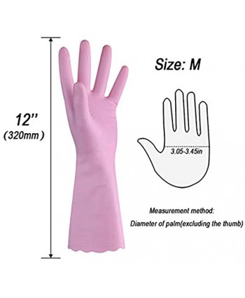 Household Cleaning Gloves Reusable Kitchen Dishwashing Gloves with Latex Free Cotton lining Waterproof Non-Slip Medium 2 Colors