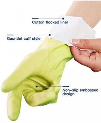 LANON Wahoo PVC Household Cleaning Gloves Reusable Dishwashing Gloves with Cotton Flocked Liner Non-Slip Medium
