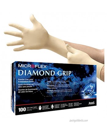 Microflex Diamond Grip Disposable Latex Gloves Provides Dependable Protection and Reliable Grip For Mechanics Industrial Workers Research and Healthcare Professionals Powder Free Large Box 100