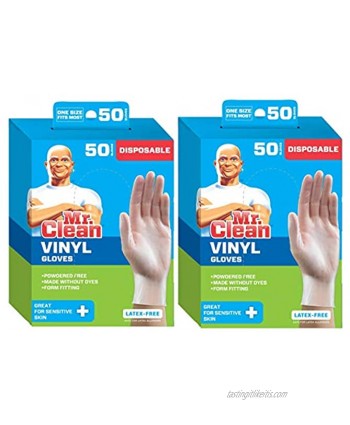 Mr. Clean Disposable Vinyl Gloves 50 Count Pack of 2