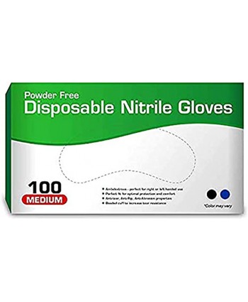 Nitrile Gloves Disposable Gloves Comfortable Powder Free Latex Free | 100 Pcs Medium color may vary