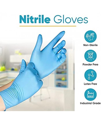 Nitrile Gloves Powder Free and Latex Free Non-Sterile Durable Multi-Purpose Disposable Gloves