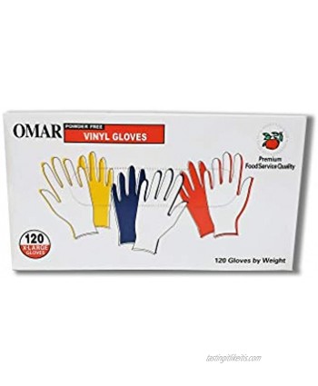 Omar Powder-Free Vinyl Gloves 120 Count Xl Size