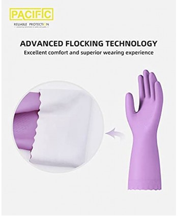 PACIFIC PPE Reusable Dishwashing Cleaning Gloves with Latex Free Cotton Lining Kitchen Gloves Purple Medium