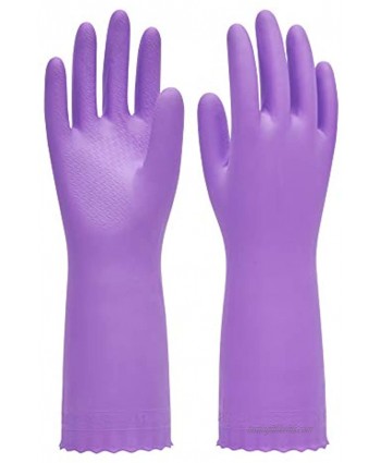 PACIFIC PPE Reusable Dishwashing Cleaning Gloves with Latex Free Cotton Lining Kitchen Gloves Purple Medium