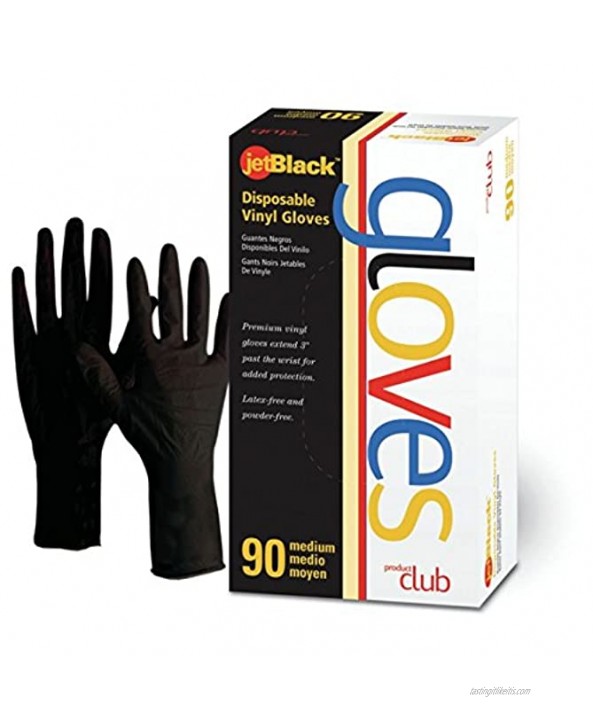 Product Club JetBlack Vinyl Gloves Black Large 90 Count