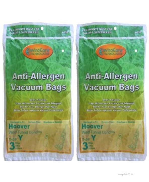 EnviroCare Replacement Allergen Filtration Vacuum Cleaner Dust Bags Designed to fit Hoover WindTunnel Type Y Uprights 6 Pack