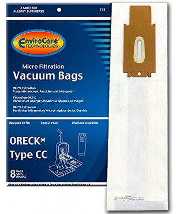 EnviroCare Replacement Micro Filtration Vacuum Cleaner Bags made to fit Oreck Type CC XL. Fits All XL7 XL21 2000's 3000's 4000's 8000's 9000's Series Upright Vacuum Cleaners 8 pack