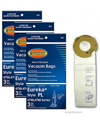 EnviroCare Replacement Micro Filtration Vacuum Cleaner Dust Bags compatible with Eureka Style PL Upright Vacuums 9 Bags