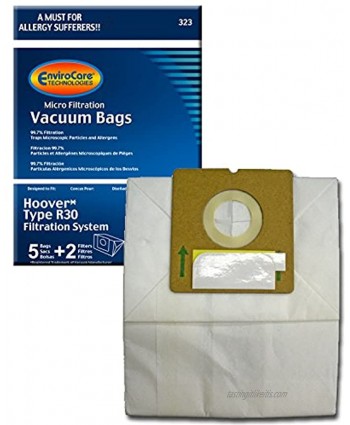 EnviroCare Replacement Micro Filtration Vacuum Cleaner Dust Bags Designed to Fit Hoover R30 Canisters. 5 Bags and 2 Filters