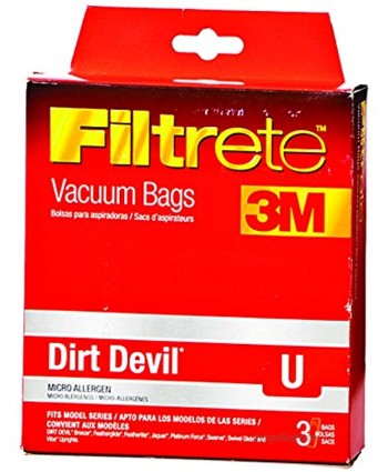 EUREKA Dirt Devil Size U Filtrete Vacuum Bag Pack of 3