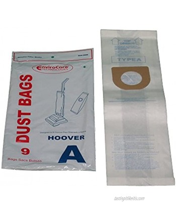 Hoover Type A Upright Vacuums Envirocare Paper Bags 9 PK # 809-9,809-9SW