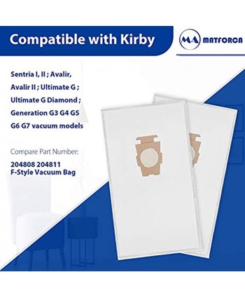 MATFORCA 16 Pack F Style bags for Kirby 204811 204808 204814 205811 Compatible with Kirby Avalir Sentria I,Sentria II Ultimate G Diamond; G3 G4 G5 G6 Vacuum
