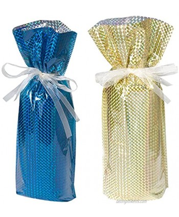 Gift Mate 5 Wine Gift Bag Set 3 Blue 2 Gold