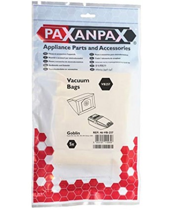 Paxanpax VB257 Compatible Paper Bags Goblin Solo Deluxe Royale 300 302 304 Series Pack of 5