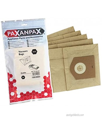 Paxanpax VB257 Compatible Paper Bags Goblin Solo Deluxe Royale 300 302 304 Series Pack of 5