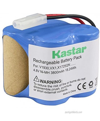 Kastar V1930 Battery 1 Pack Ni-MH 4.8V 3800mAh Replacement for Euro Pro Shark X1725QN V1700Z VX1 VAC-V1930 V1930 X8905 Cordless Sweeper Vacuum Cleaner