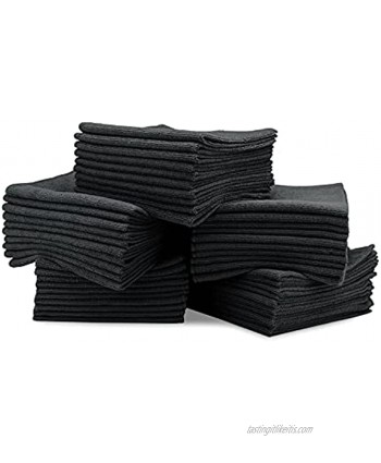 16" x 16" Economy All Purpose Microfiber Towels 50 Pack Reusable Wash Cloths Dust Kitchen Car Shop Rags for Cleaning Black
