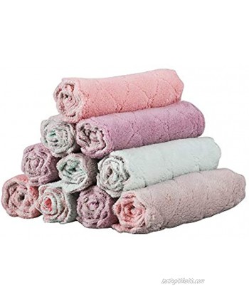 Bicolor Kitchen Towels Absorbent Thick Coral Velvet Dish Rags Fast Drying Dish Towels