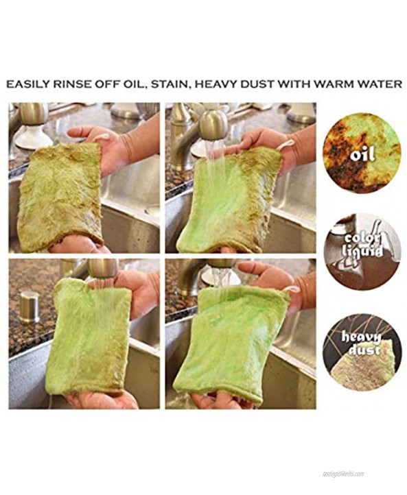 EasyTheory Free of Stain and Grease Odor Delaying Thick Absorbent Wood Fiber Dish Towels Cloths All Purpose for Kitchen and House Washing Dishes Wiping Window and Car Set of 5 7X9 Multicolor