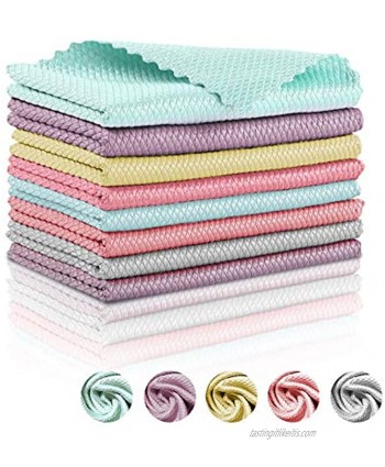 Fish Scale Microfiber Cleaning Cloth Reusable Wave Pattern Fish Scale Cloth Rag  Home Microfiber Glass Scrubbing Cloth Set for Cleaning Mirrors Glass Dish Screens 11.8x11.8 Inches（12-Pack）