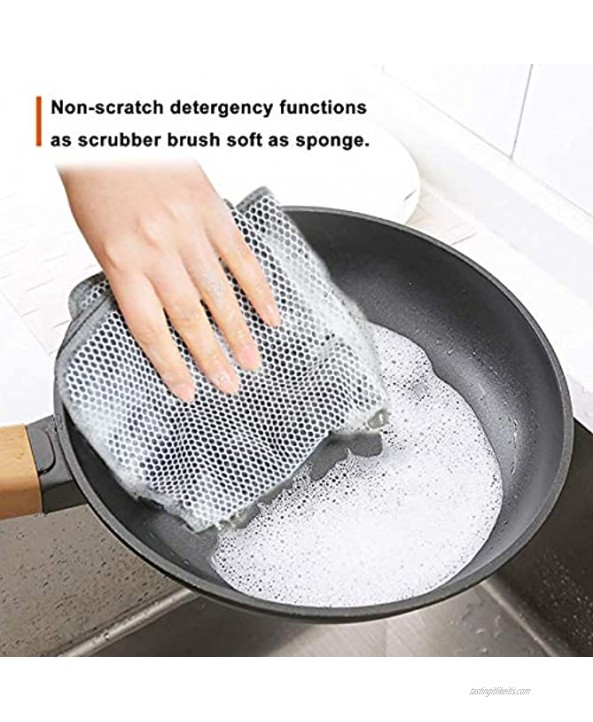 KinHwa Microfiber Dish Cloths High Absorbent Dish Rags for Washing Dishes Kitchen Wash Cloths with Poly Scour Side 6Pack 12 Inch x 12 Inch Grey