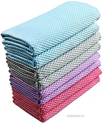 Microfiber Cleaning Cloth 8 Pack Niveaya Multi-Functional Nanoscale Cleaning Cloth Highly Absorbent Fish Scale Microfiber Glass Cleaning Cloth Suitable for Home Kitchen and Auto.