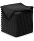 Microfiber Cleaning Cloth BLACK-12Pcs 16x16 in High Performance 1200 Washes Grip-Root Ultra-Absorbent Weave Traps Grime & Liquid for Streak-Free Mirror Shine Scratch Proof & Lint Free -Towel