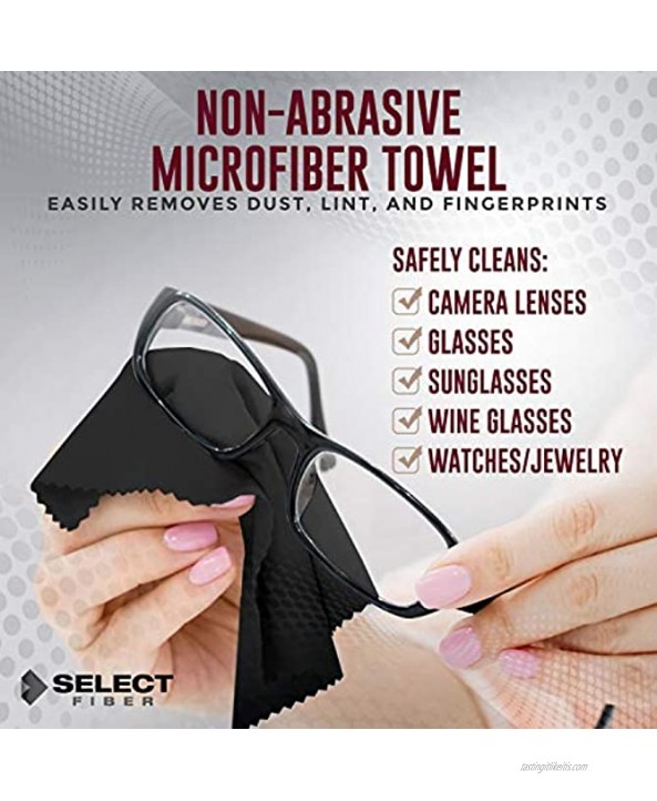 Microfiber Cloth Wipes to Clean Eyeglasses Screens & Jewelry | Pack of 6 Lens Wipes | Nano-Fiber Threading Picks Up Every Particle | Reusable Cleaning Cloth Chemical Free