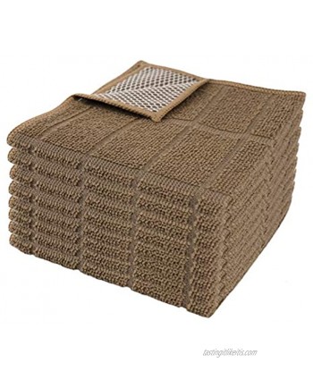 Microfiber Kitchen Dish Cloths for Washing Dishes with Poly Scour Side Fast Dry no Odor wash Cloth with Scrubber Side Dish Rags with mesh Back. 12x12 8X Brown